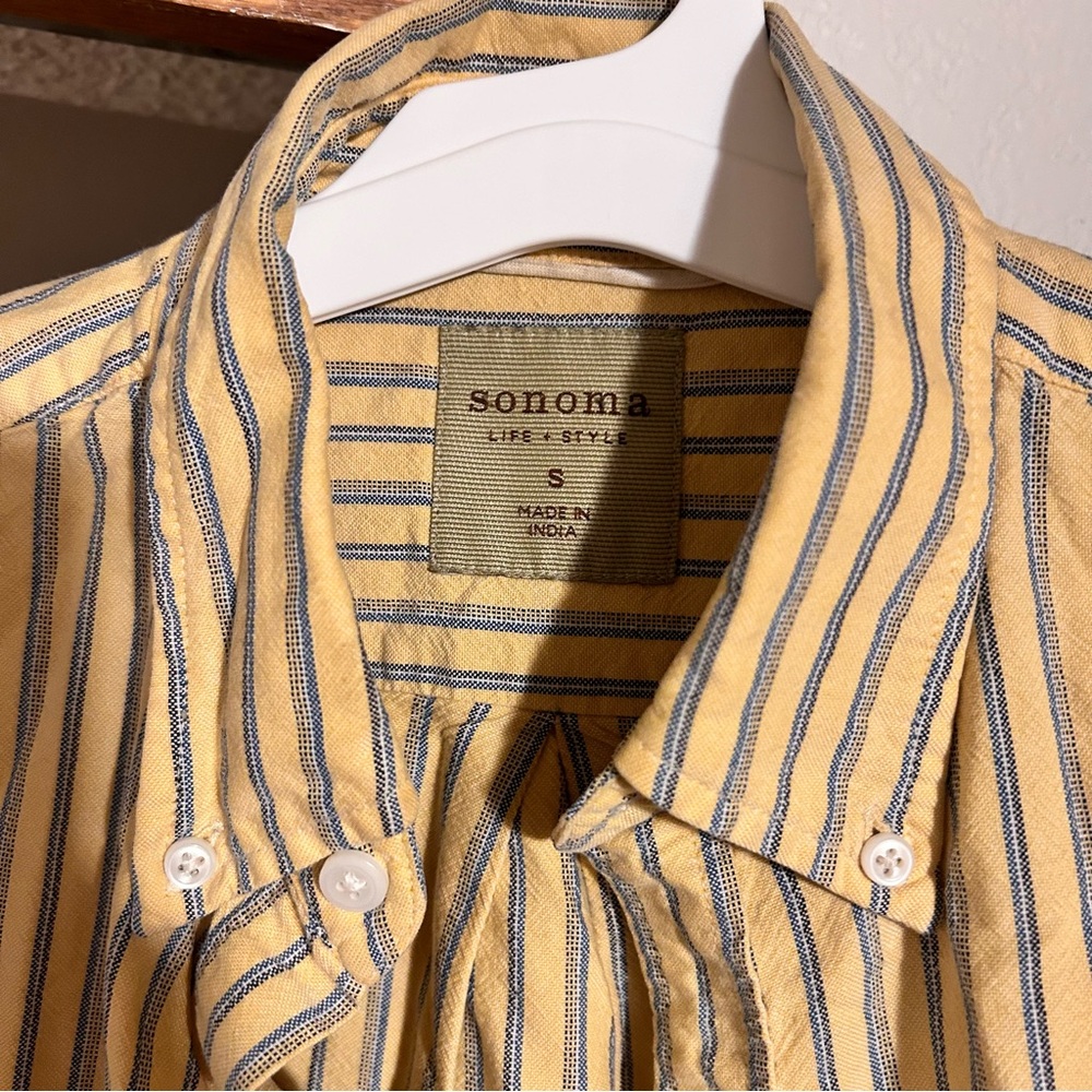 Yellow Stripe Button Down Blouse - image 2